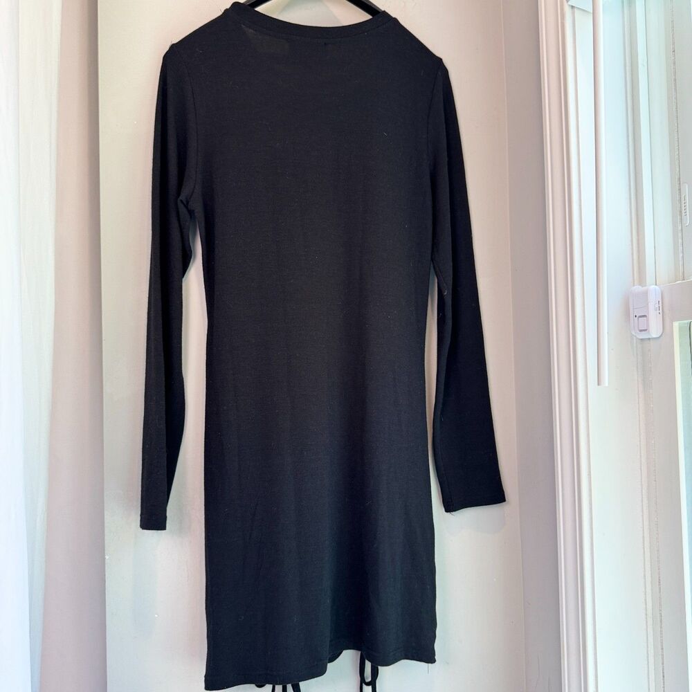 Hudson Gray Black Tie Sides Long Sleeve Scrunch Dress (Size Medium) - Picture 2 of 8